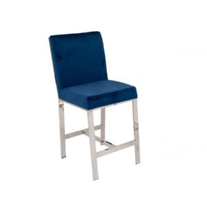 Chicago Pub/Counter Chair - Silver - Blue Velvet-Silver