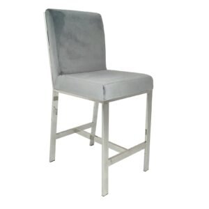 Chicago Pub/Counter Chair - Silver - Grey Velvet-Silver