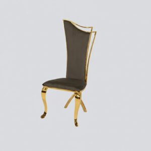 Morocco Dining Chair - Gold - Grey Velvet-Gold