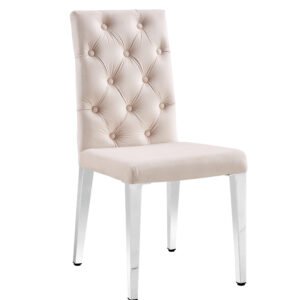 Roma Dining Chair - Silver - Beige Velvet-Silver
