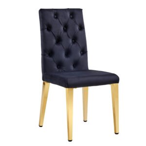 Roma Dining Chair - Gold - Black Velvet-Gold