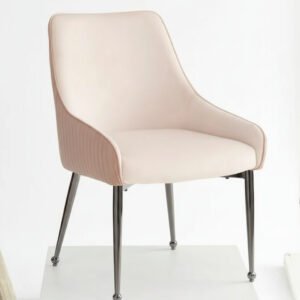 Tina Dining Chair - Black Nickel - Beige Velvet-Black Nickel