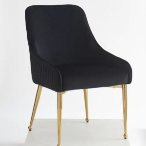 Tina Dining Chair - Gold - Black Velvet-Gold