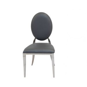 Zara Dining Chair - Silver - Grey Velvet-Silver