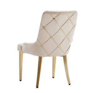 Bianca Dining Chair - Gold - Beige Velvet-Gold