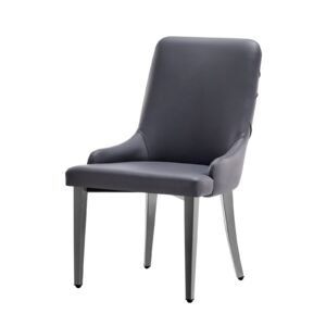 Bianca Dining Chair - Black Nickel - Grey PU-Black Nickel