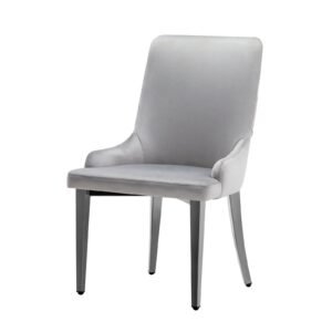 Bianca Dining Chair - Black Nickel - Grey Velvet-Black Nickel