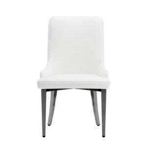 Bianca Dining Chair - Black Nickel - White PU-Black Nickel