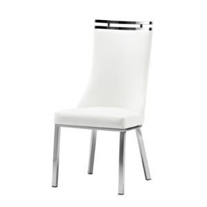 Capri Dining Chair - Silver - White PU-Silver
