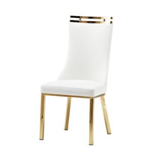 Capri Dining Chair - Gold - White PU-Gold