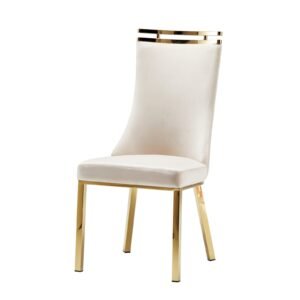 Capri Dining Chair - Gold - Beige Velvet-Gold