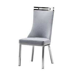 Capri Dining Chair - Black Nickel - Grey Velvet-Black Nickel