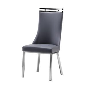 Capri Dining Chair - Black Nickel - Grey PU-Black Nickel