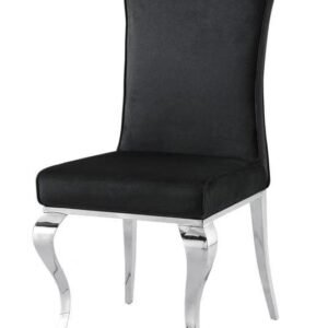 Century Dining Chair - Silver - Black Velvet-Silver