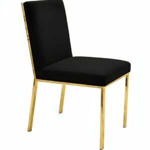 Chicago Dining Chair - Gold - Black Velvet-Gold