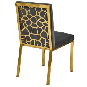 Chicago Dining Chair - Gold - Grey Velvet-Gold