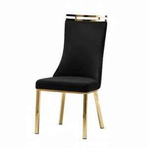 Capri Dining Chair - Gold - Black Velvet-Gold