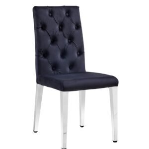 Roma Dining Chair - Silver - Black Velvet-Silver