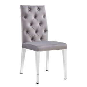 Roma Dining Chair - Silver - Grey Velvet-Silver