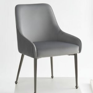 Tina Dining Chair - Black Nickel - Grey Velvet-Black Nickel