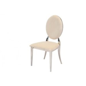 Zara Dining Chair - Silver - Beige Velvet-Silver